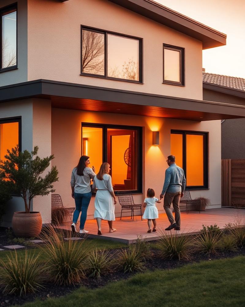 A warm family house at golden hour
